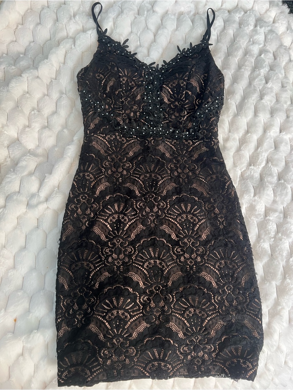 City Studio Black Lace Bodycon Mini Dress Formal Party Dress - Size 0